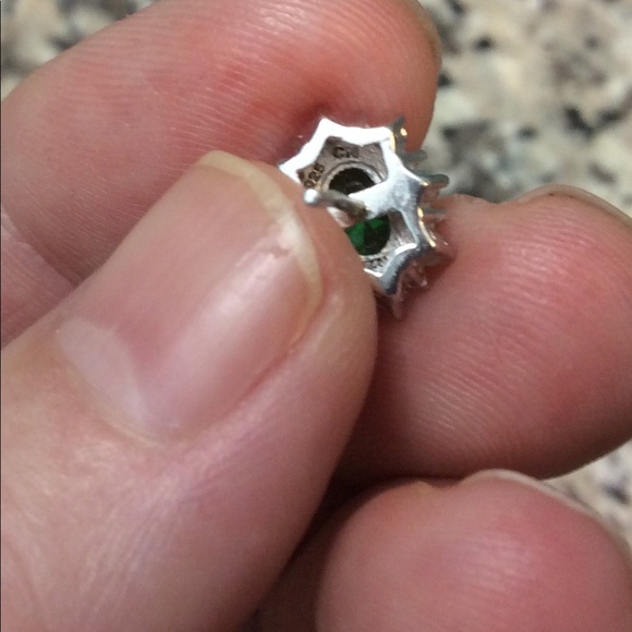 Green and white cz earrings - Picture 3 of 3